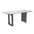 Mesa de comedor rectangular blanca/negra/gris para 4-6 personas, con tapa de piedra sinterizada o cristal