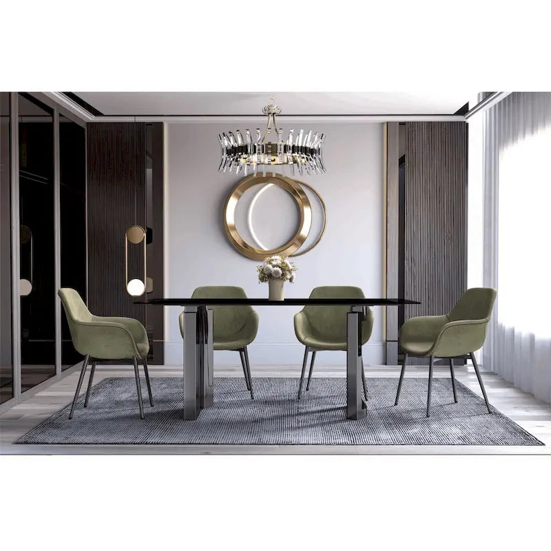 Mesa de comedor rectangular blanca/negra/gris para 4-6 personas, con tapa de piedra sinterizada o cristal