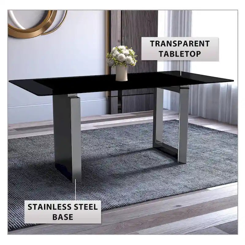Mesa de comedor rectangular blanca/negra/gris para 4-6 personas, con tapa de piedra sinterizada o cristal