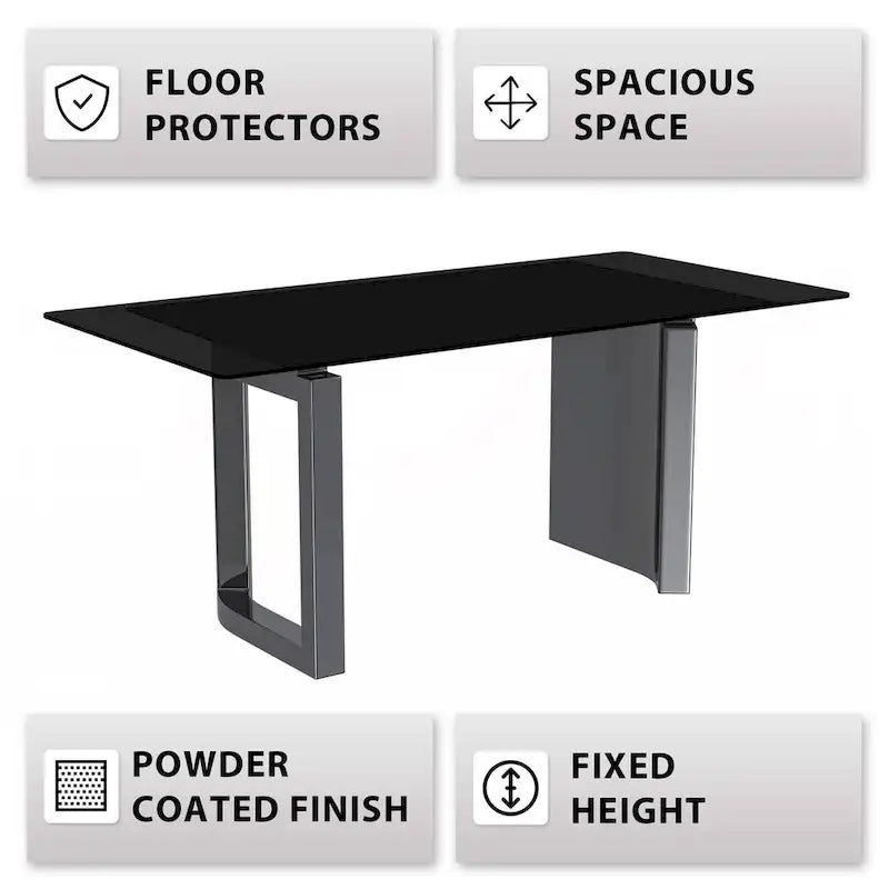 Mesa de comedor rectangular blanca/negra/gris para 4-6 personas, con tapa de piedra sinterizada o cristal