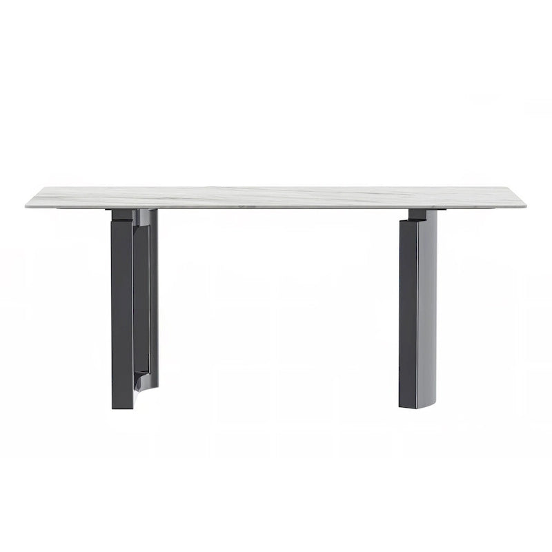 Mesa de comedor rectangular blanca/negra/gris para 4-6 personas, con tapa de piedra sinterizada o cristal