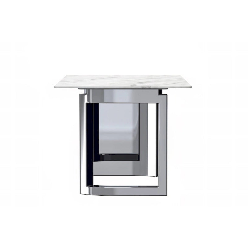 Mesa de comedor rectangular blanca/negra/gris para 4-6 personas, con tapa de piedra sinterizada o cristal