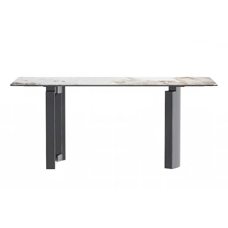Mesa de comedor rectangular blanca/negra/gris para 4-6 personas, con tapa de piedra sinterizada o cristal