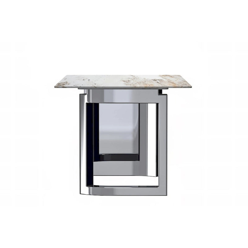 Mesa de comedor rectangular blanca/negra/gris para 4-6 personas, con tapa de piedra sinterizada o cristal