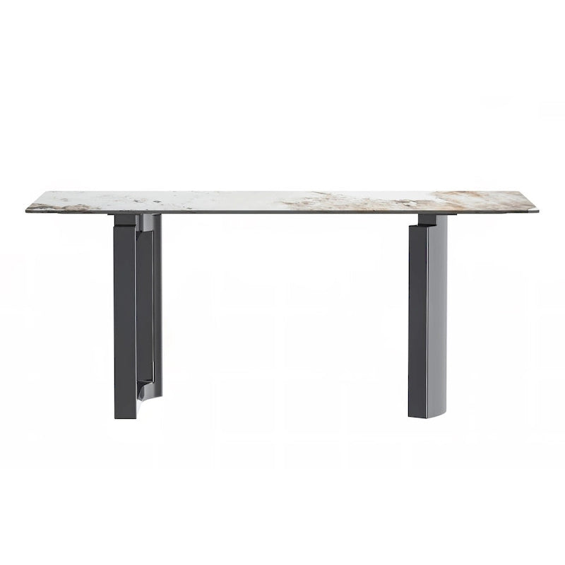 Mesa de comedor rectangular blanca/negra/gris para 4-6 personas, con tapa de piedra sinterizada o cristal