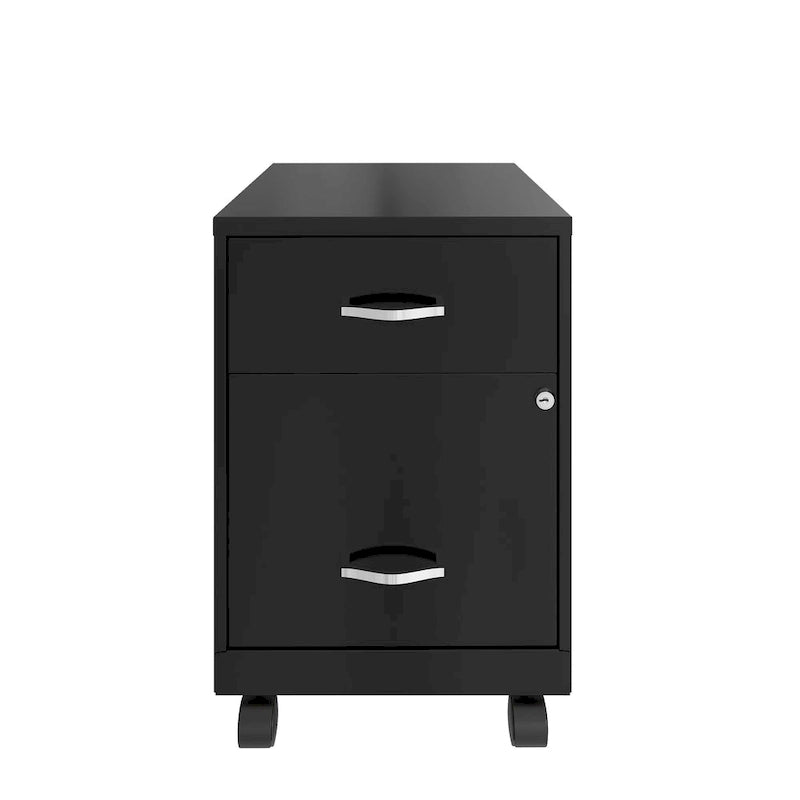 Archivador metálico móvil de 2 cajones con cerradura, verde/azul/blanco/plateado, 1 persona
