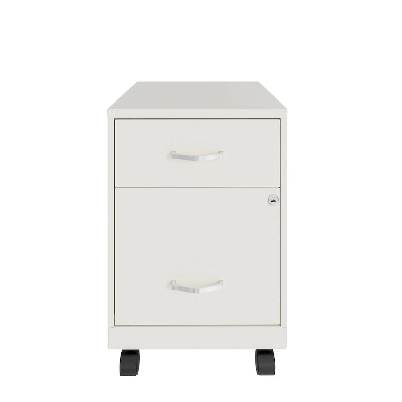 Archivador metálico móvil de 2 cajones con cerradura, verde/azul/blanco/plateado, 1 persona