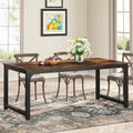 Mesa de comedor rectangular extensible rústica marrón/blanco, para 6-8 personas