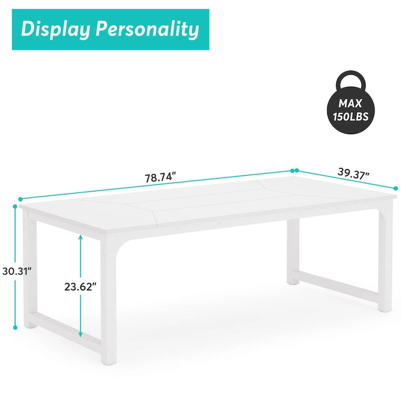 Mesa de comedor rectangular extensible rústica marrón/blanco, para 6-8 personas