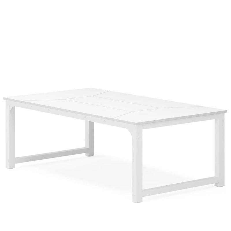 Mesa de comedor rectangular extensible rústica marrón/blanco, para 6-8 personas